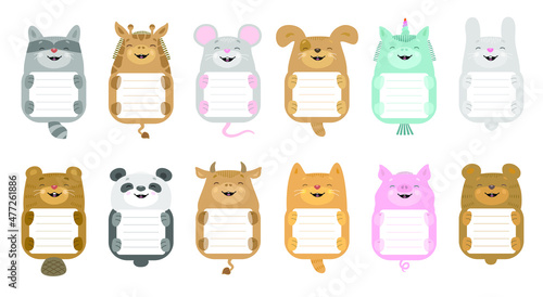 Set of cute animals. Cartoon characters