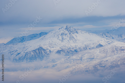 Snowy mountain in the famous highlands of Iraq, Kurdistan Region, Mount Korek