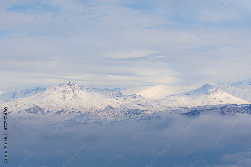 Snowy mountain in the famous highlands of Iraq, Kurdistan Region, Mount Korek