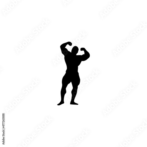 Bodybuilder. Vector silhouette against white background