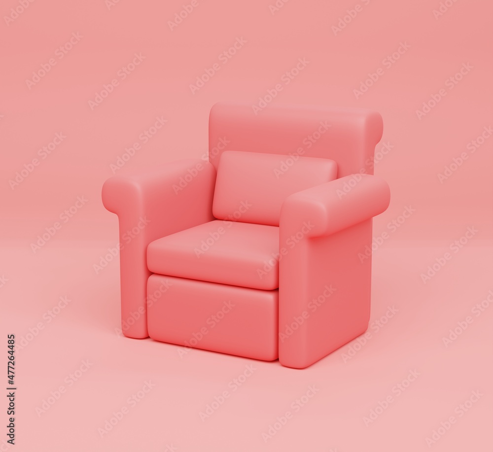 3D illustration, Pink Sofa on Pink background. 3D illustration, Pink Sofa on Pink background.