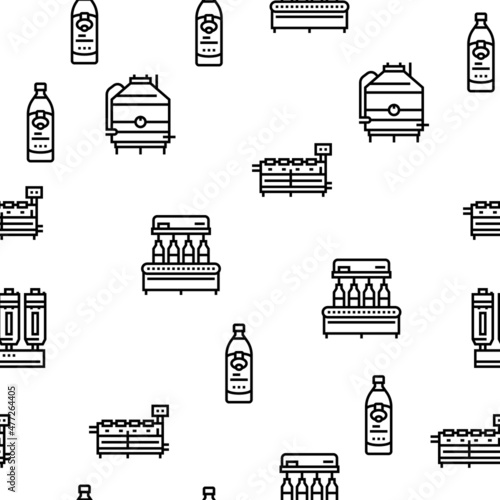 Olive Production And Harvesting Vector Seamless Pattern Thin Line Illustration