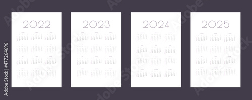 2022 2023 2024 2025 calendar individual schedule template in minimalist trendy style. Week starts on sunday.