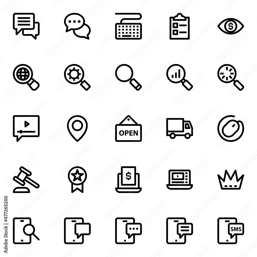 Outline icons for digital marketing. Outline icons for digital marketing.