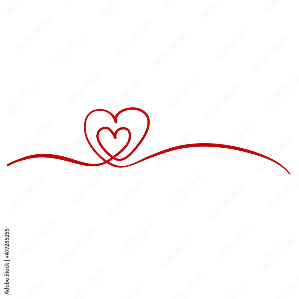 Heart symbol line drawing for design Valentine Day card