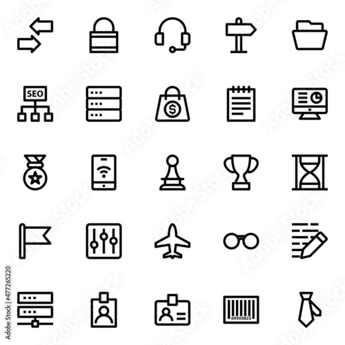 Outline icons for digital marketing.