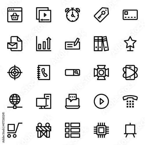 Outline icons for digital marketing.