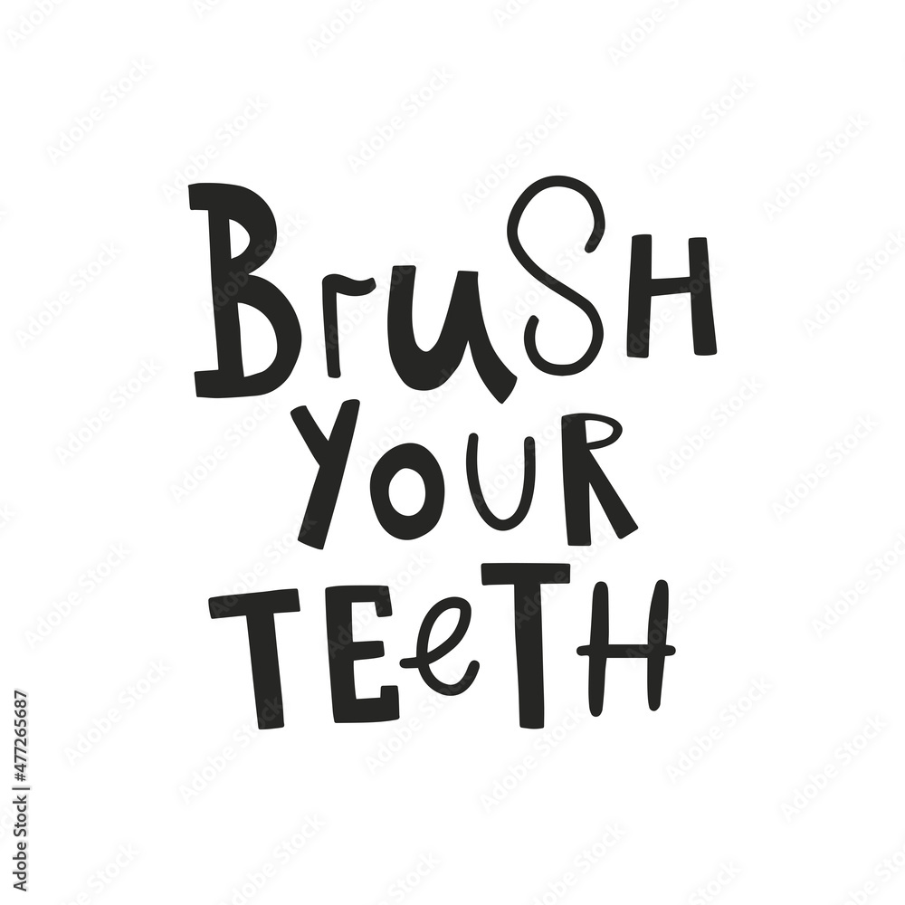 vector cute hand lettering brush teeth text vector cute hand lettering brush teeth text