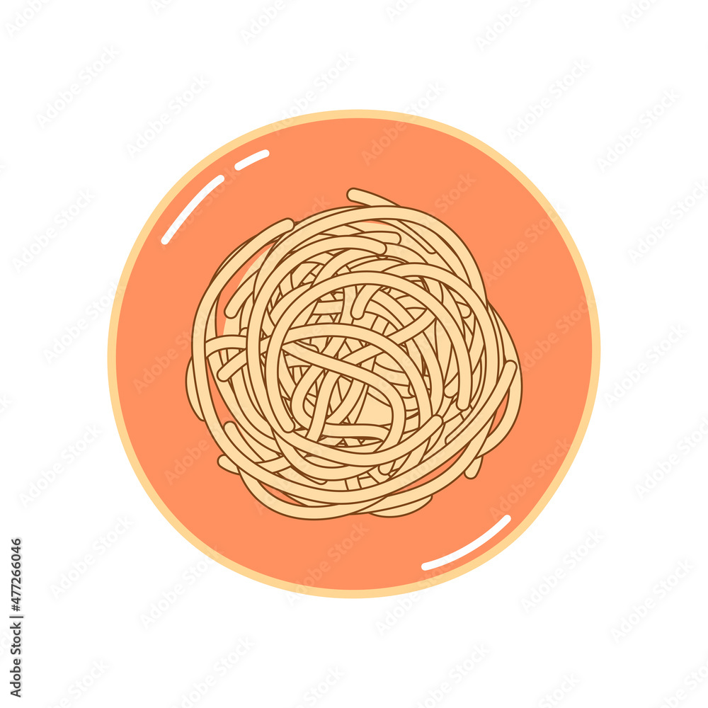 Spaghetti pasta in a plate. Vector doodle sketch. Traditional Italian food illustration. Hand-drawn image Spaghetti pasta in a plate. Vector doodle sketch. Traditional Italian food illustration. Hand-drawn image