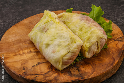 Homemade raw stuffed cabbage with meat
