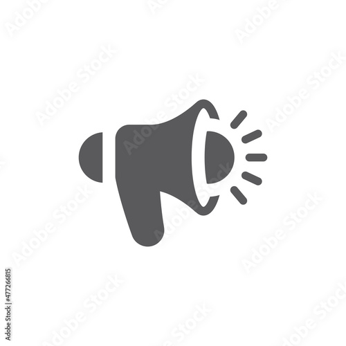 Megaphone or loudspeaker black vector icon. Bullhorn or blow horn filled symbol.