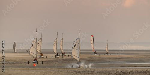 Les chars-à-voile sur la plage de Quend