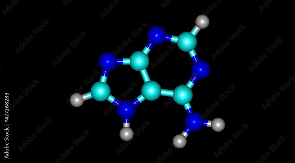Adenine molecular structure isolated on black Adenine molecular structure isolated on black
