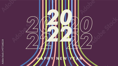 2022 colorful technicolor background vector. Happy New Year 2022 aesthetic style background. Perfect for template event celebration, banner, decoration and invitation. photo