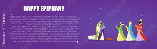 Vector illustration of Epiphany, christian festival, three wise men