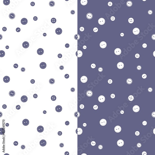 Buttons Seamless Pattern with hand drawn elements. Trendy colors. Vector background for tailor, seamstress, atelier