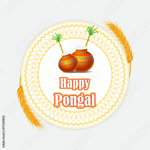 Vector illustration of Happy Pongal, Tamil harvest festival of South India