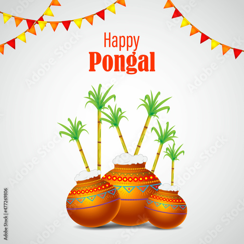 Vector illustration of Happy Pongal, Tamil harvest festival of South India