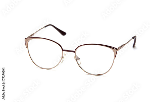 Glasses for women. fashionable for sight. from glass. beautiful shape. on an isolated white background.
