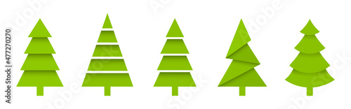 Christmas tree icon set. New Year decoration. Vector line icon for Business and Advertising