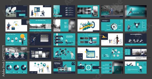 Graphic Design Project Presentation, powerpoint. Infographic Slide Template. For use in Flyer, SEO. Webinar Landing Page Template, Website Design, Banner. A team of people creates a business, teamwork