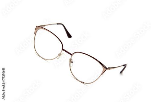 Glasses for women. fashionable for sight. from glass. beautiful shape. on an isolated white background.