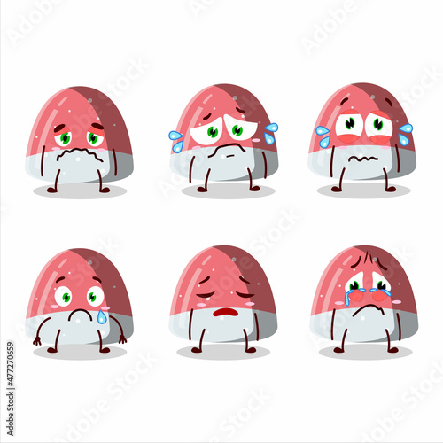 Pufflettes gummy candy cartoon character with sad expression