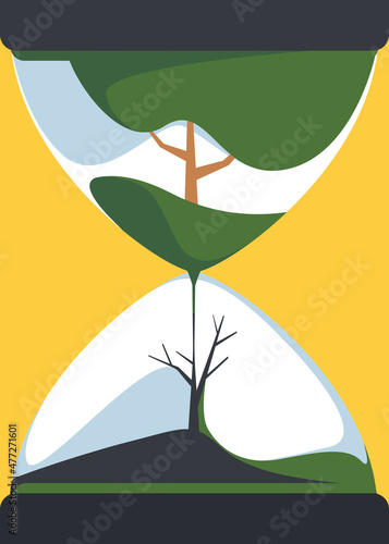 Poster with tree life cycle. Placard design in flat style.