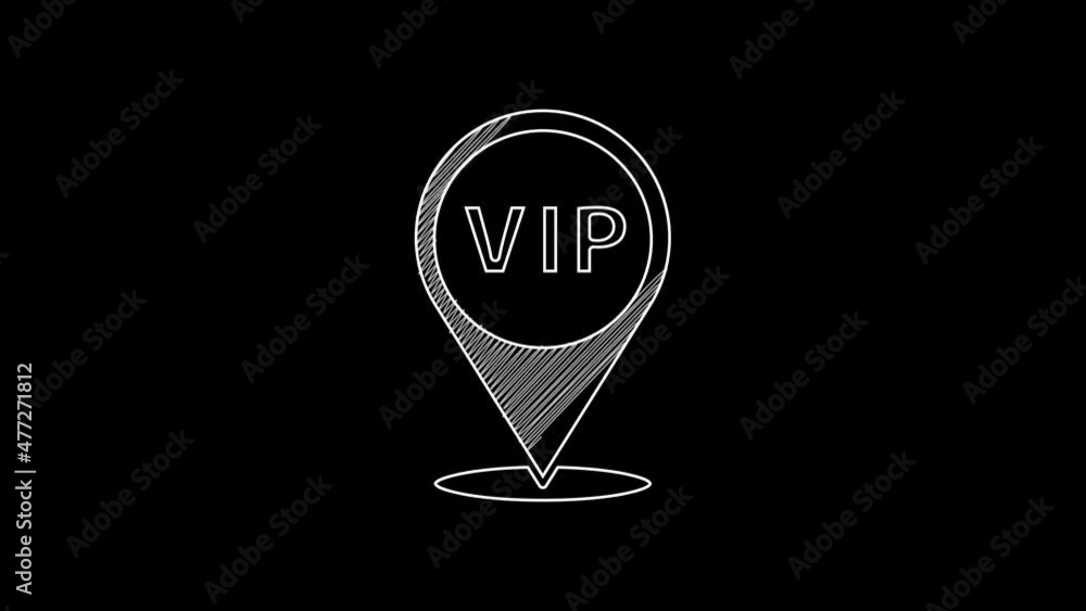 White line Location Vip icon isolated on black background. 4K Video motion graphic animation White line Location Vip icon isolated on black background. 4K Video motion graphic animation