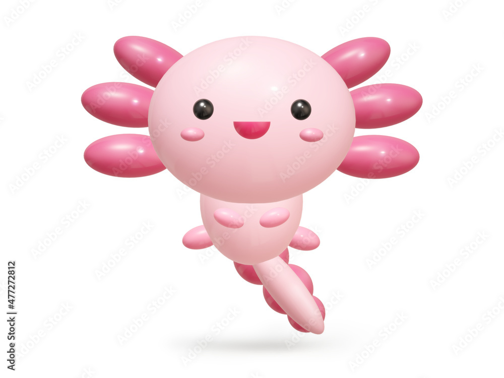 cartoon 3D illustration of Cute Oxolotl. cartoon 3D illustration of Cute Oxolotl.