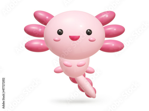 cartoon 3D illustration of Cute Oxolotl.