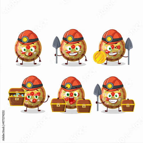 miners pizza gummy candy cute mascot character wearing helmet