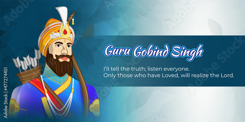 Vector illustration of Guru Gobind Singh jayanti, Indian religious festival of Sikh, abstract concept banner.