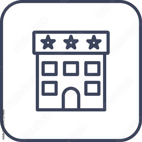 Hotel Line Round Corner Vector Icon Design