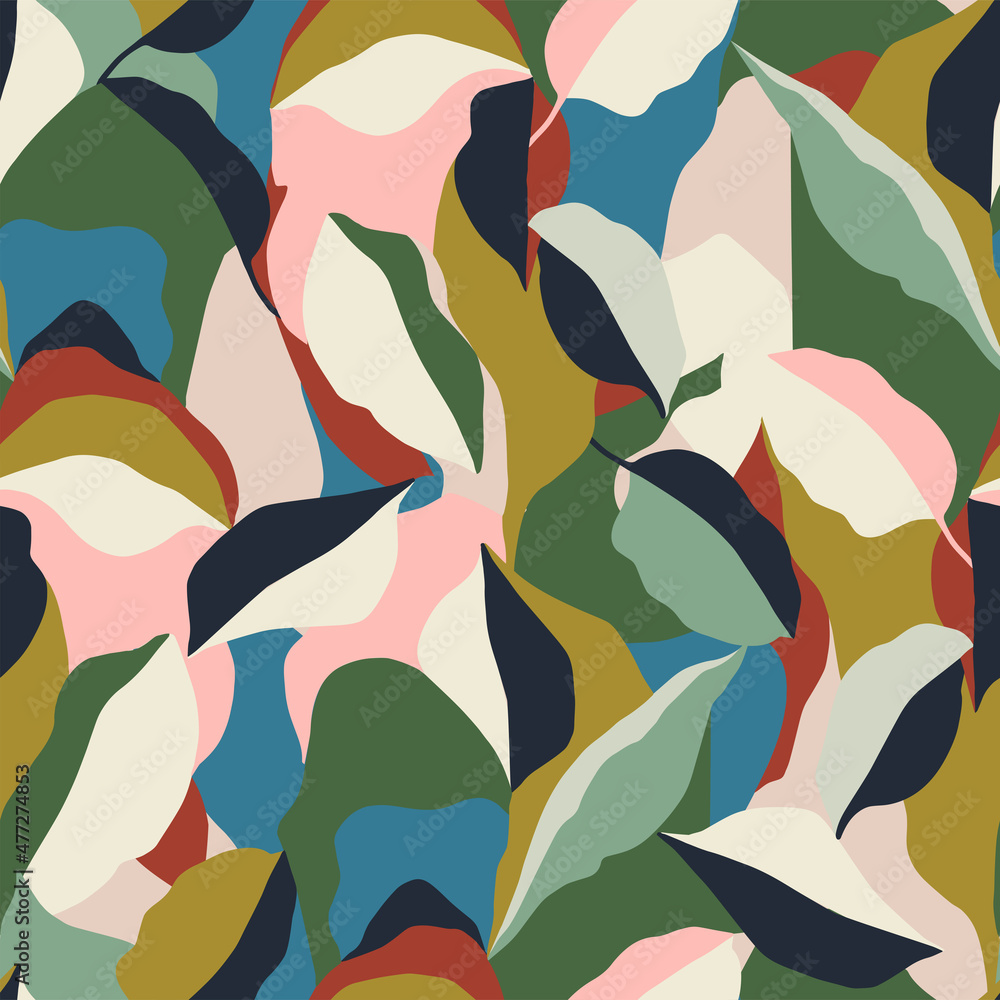 Vector abstract contemporary modern leaf layered motif illustration