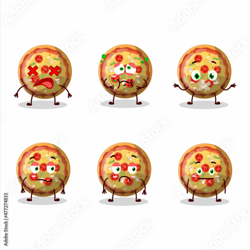 Pizza gummy candy cartoon character with nope expression