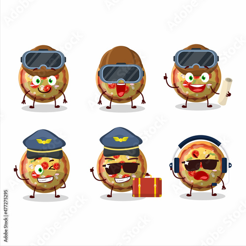 Pilot cartoon mascot pizza gummy candy with glasses