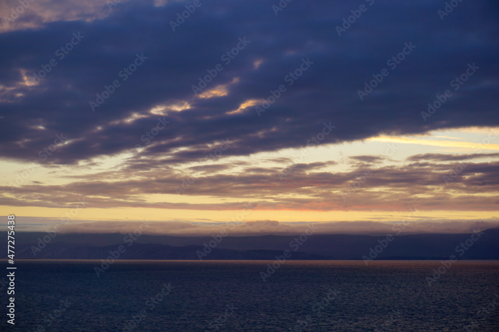 Beautiful sunset off the coast of Olkhon island