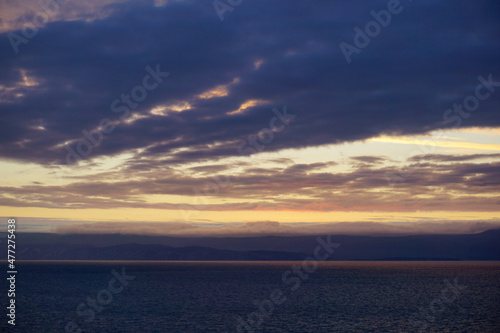 Beautiful sunset off the coast of Olkhon island