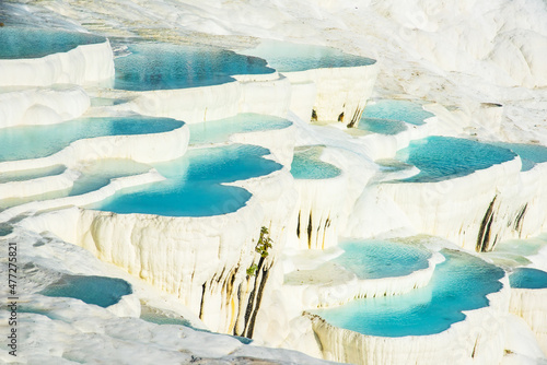 Pamukkale  natural pool with blue water  Turkey