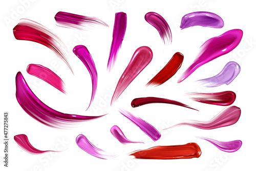 Swatches makeup strokes. Set beauty cosmetic brush stains smear make up lines collection .