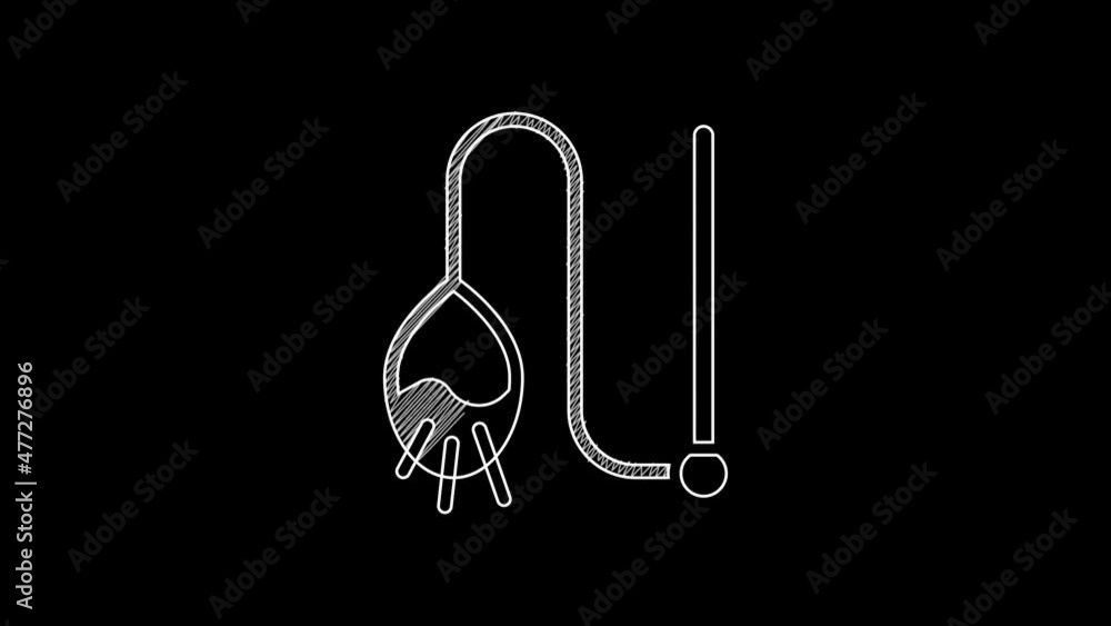 White line Pet cat toy icon isolated on black background. 4K Video motion graphic animation White line Pet cat toy icon isolated on black background. 4K Video motion graphic animation