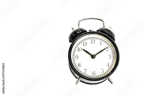 Classic black table clock isolated on a white background