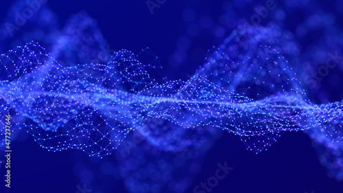 Fototapeta Naklejka Na Ścianę i Meble -  Beautiful curved wave on a dark background. Digital technology background. Concept of network. 3D