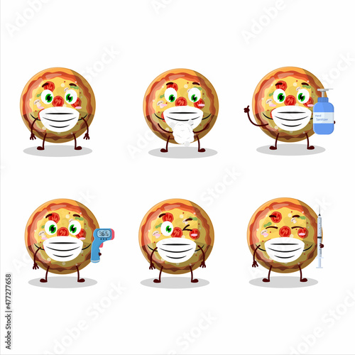 A picture of pizza gummy candy cartoon design style keep staying healthy during a pandemic