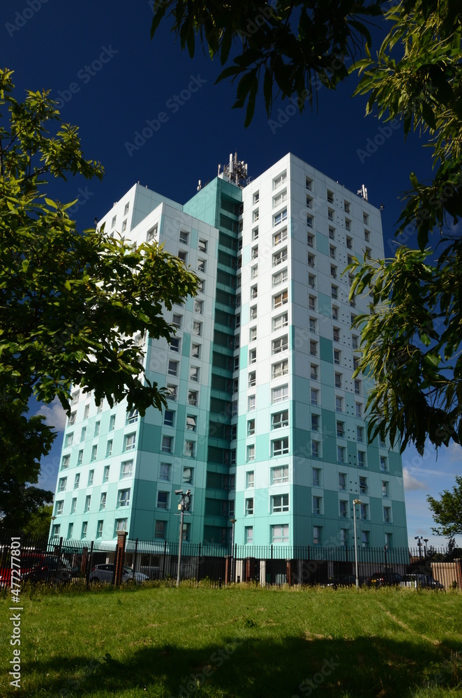 dangerous flammable cladding on residential tower block after the