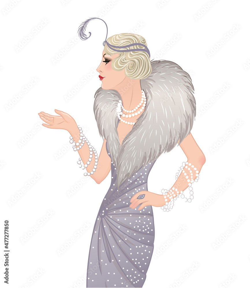 Flapper girl: Retro party invitation design template. Vector illustration. Flapper girl: Retro party invitation design template. Vector illustration.