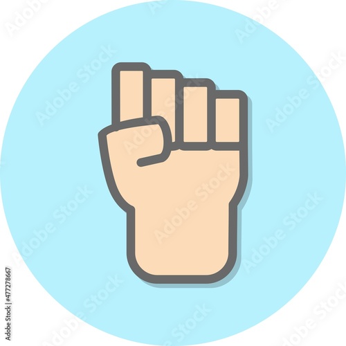 Fist Line Filled Circle Vector Icon Design