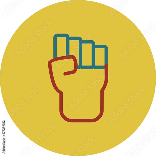 Fist Line Two Color Vector Icon Design