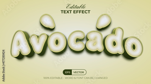 Avocado text effect green style theme. Editable text effect.